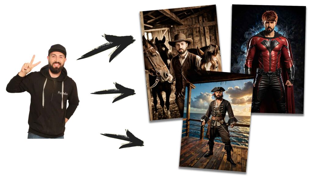KI Fotobox Motiv Superheld, Pirat, Cowboy